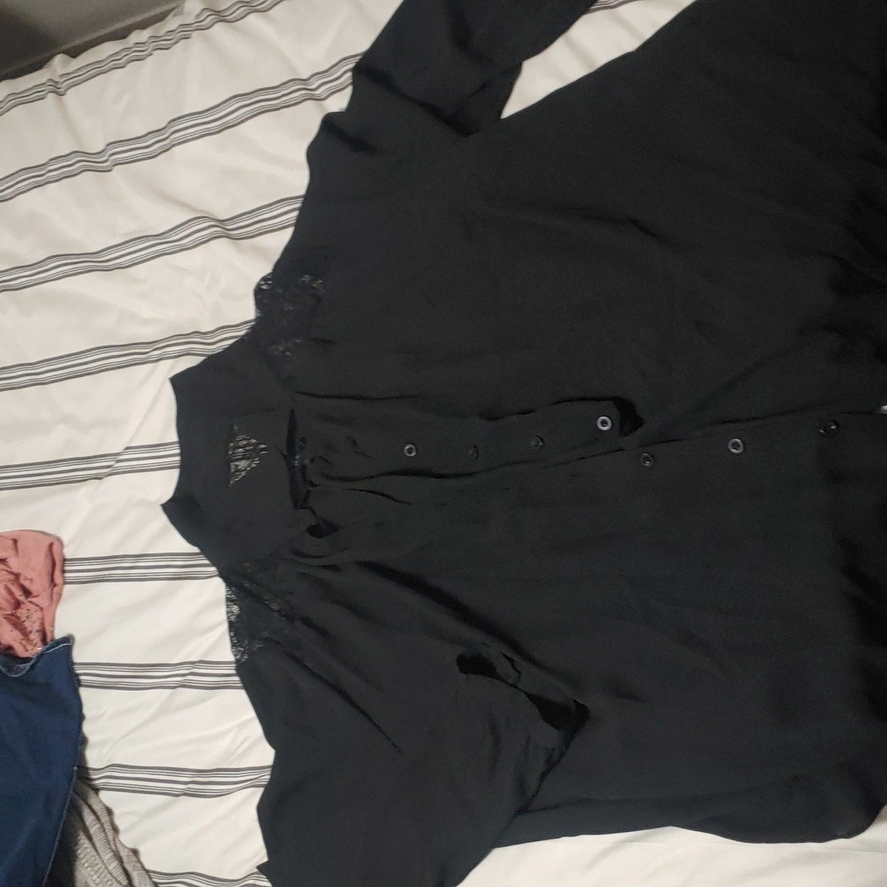 Black button up with lace detail